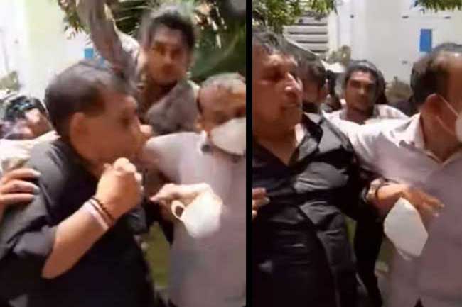 ராஜிதவை தாக்கிய ஆர்ப்பாட்டக்காரர்கள்! (வீடியோ)