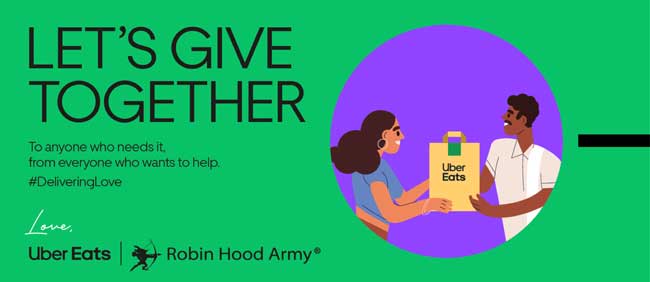 அன்பை விநியோகித்தல்: ஊபெர் ஈட்ஸ் மற்றும் Robin Hood Army ஆகியன நலிவுற்ற சமூகங்களுக்கு உதவுவதற்காக கைகோர்த்துள்ளன