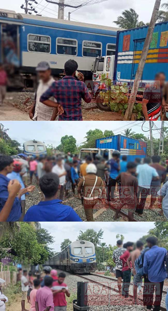 வவுனியாவில் ரயிலுடன் பாரவூர்தி மோதி விபத்து