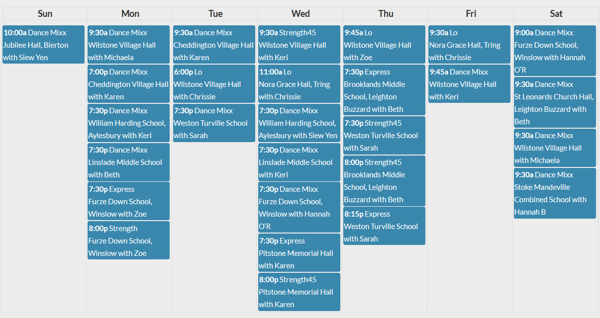 JAZZERCISE BUCKS, BEDS & HERTS Jazzercise Schedule