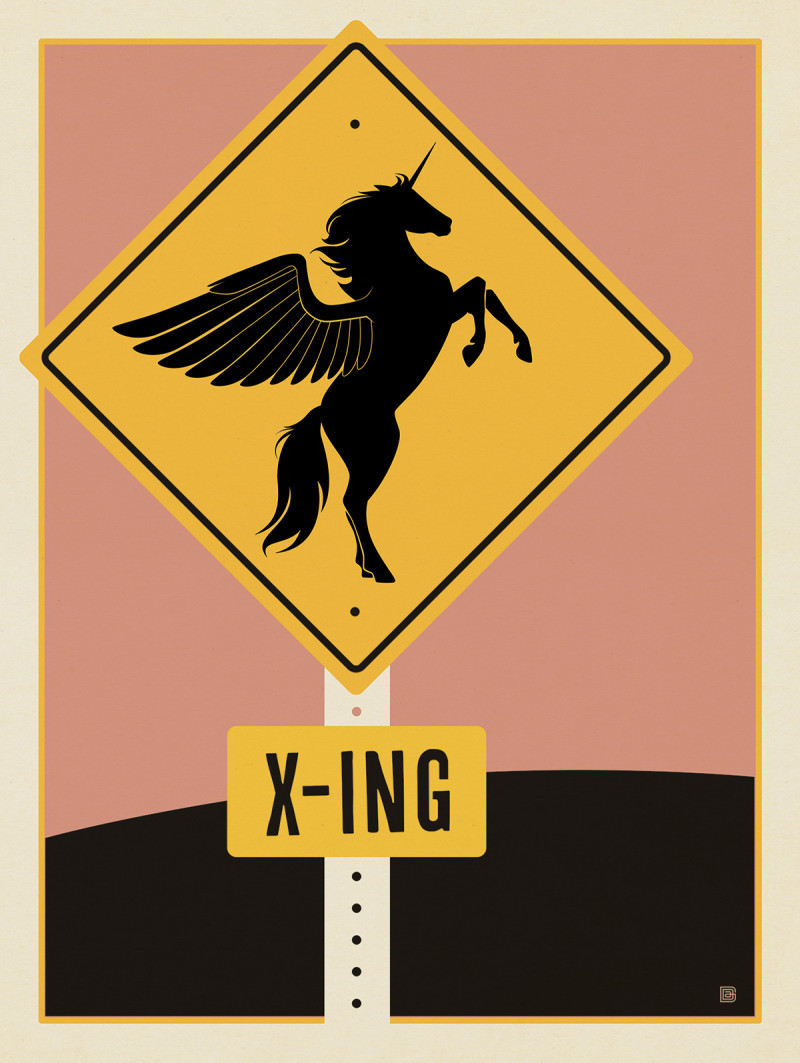 Crossing Sign: Unicorn X-ing