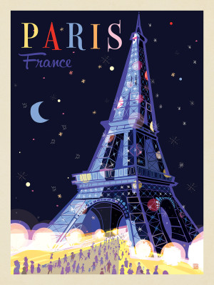 France: Paris, Eiffel Tower At Night (Mod Design)