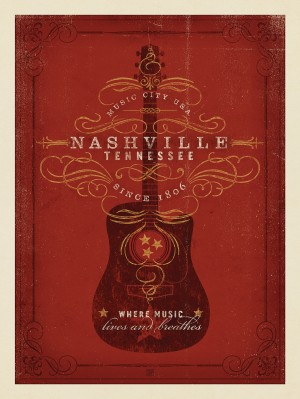 Music City: Red Guitar Print