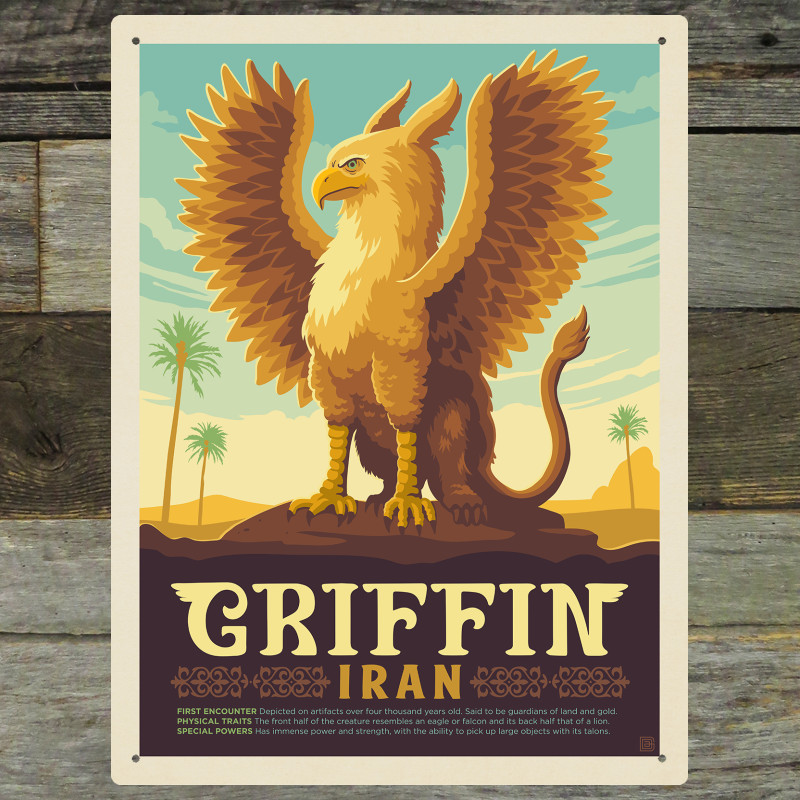 邦楽 THE GRIFFIN / HIDDEN & FORBIDDEN Griffin Warning Sign~griffin Poster~beyond Here There Be