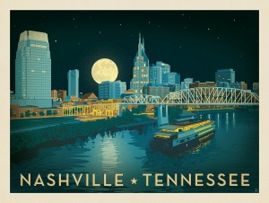 Nashville Riverfront Skyline at Night
