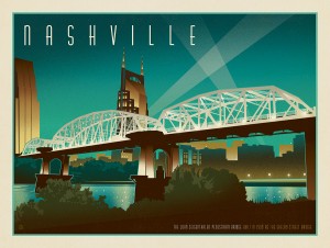 Nashville Skyline: Pedestrian Bridge, Horizontal
