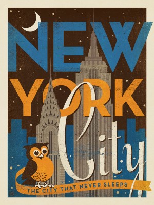 New York Vintage Print: Night Owl