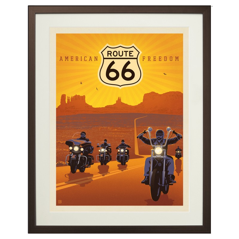 Plaque Métal Moto ROUTE 66 Feel The Freedom