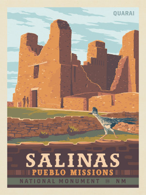Salinas Pueblo Missions National Monument: Quarai Church Exterior, Roadrunner