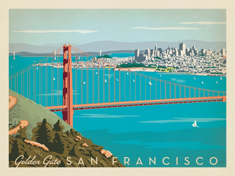thumbnail image 2 of Perfect In Print San Francisco Golden Gate Bridge Minimalistic Travel Poster – 250gsm Satin Paper, UK Made 2 of 4