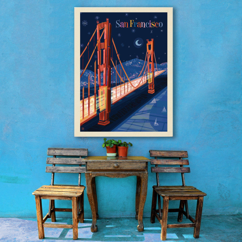 thumbnail image 2 of Perfect In Print San Francisco Golden Gate Bridge Minimalistic Travel Poster – 250gsm Satin Paper, UK Made 2 of 4