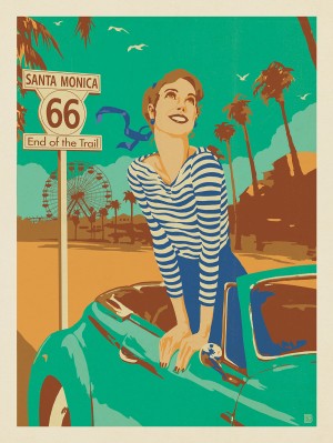 Santa Monica Pier: Route 66 Sign Girl