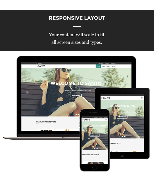 Santo Shopify Theme - Responsive Layout