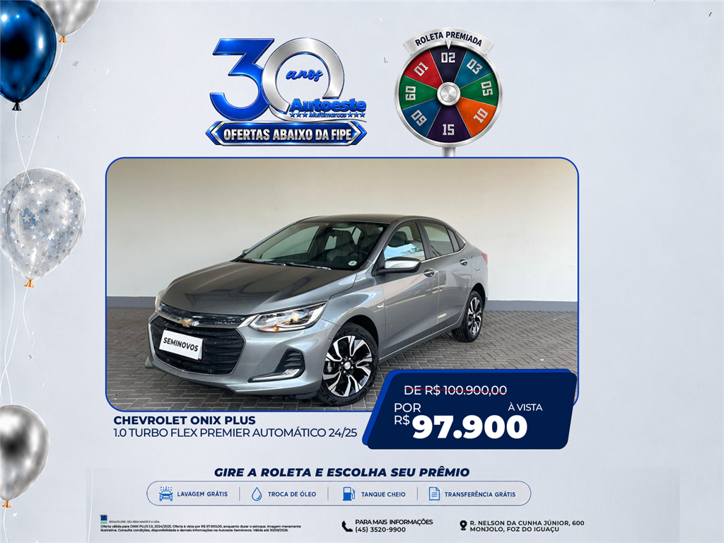 ONIX PLUS 1.0 TURBO FLEX PREMIER AUTOMÁTICO