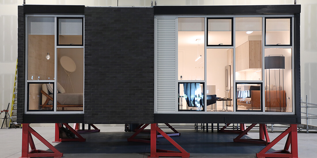 Skender’s prototype of a modular apartment building it is constructing in Chicago. Courtesy Skender. modular construction companies skender
