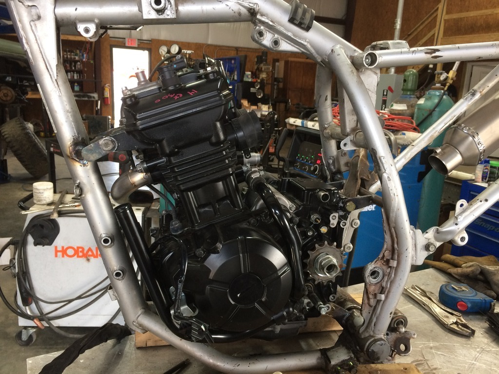 KLR650 frame, Ninja 300 engine, DRZ400SM front end Adventure Rider