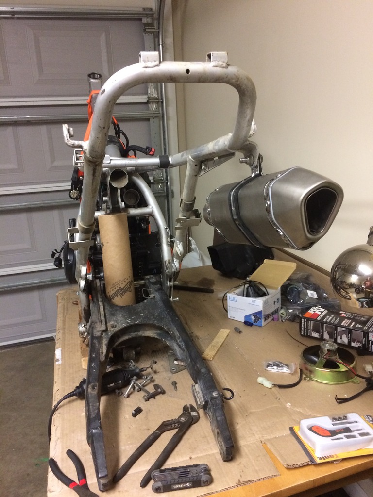 KLR650 frame, Ninja 300 engine, DRZ400SM front end Adventure Rider