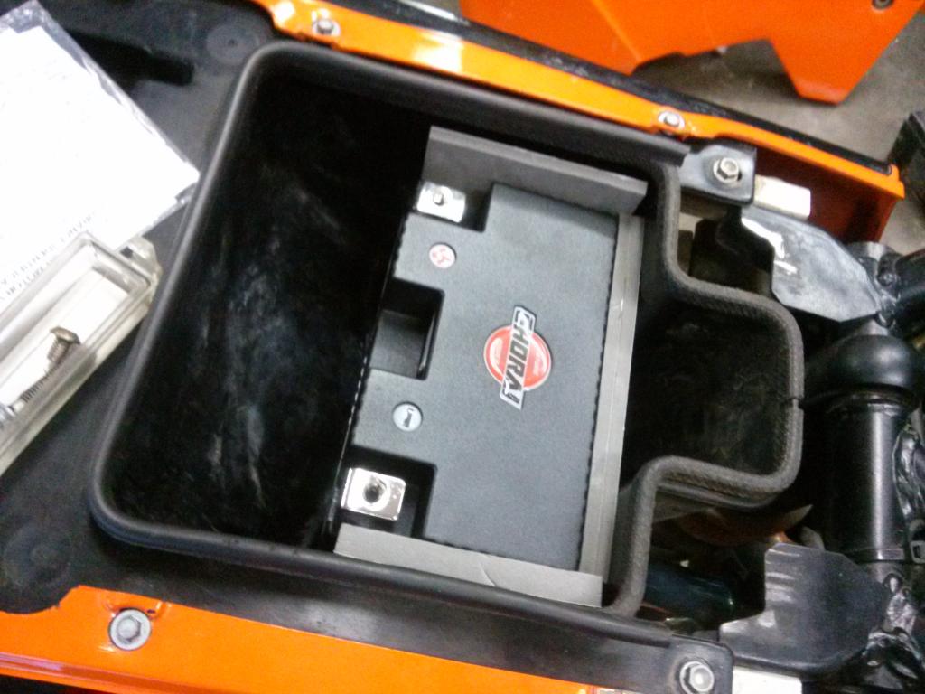 Mikuni vacuum fuel pump install and battery relocate Adventure Rider