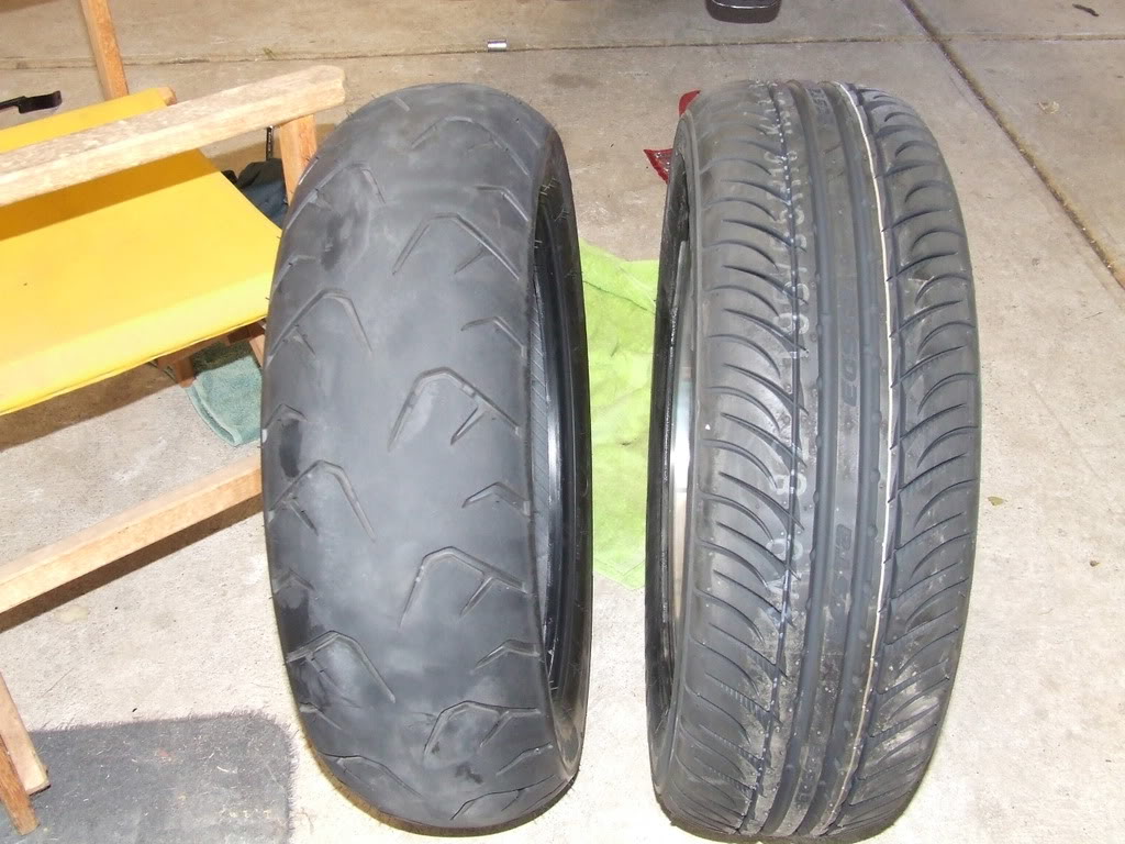 Car tire on your road bike Adventure Rider