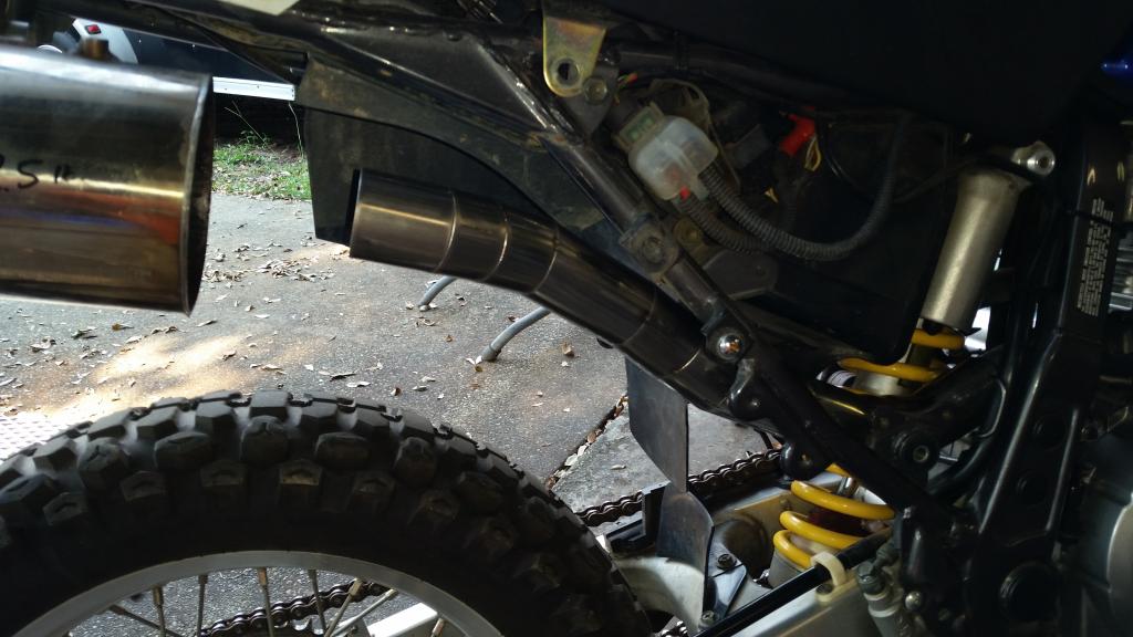 Thinking of a new DR650 exhaust mod, fab work Adventure Rider