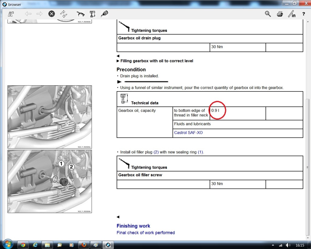 amount of oil in the gearbox of r1200gs 09 years? Adventure Rider
