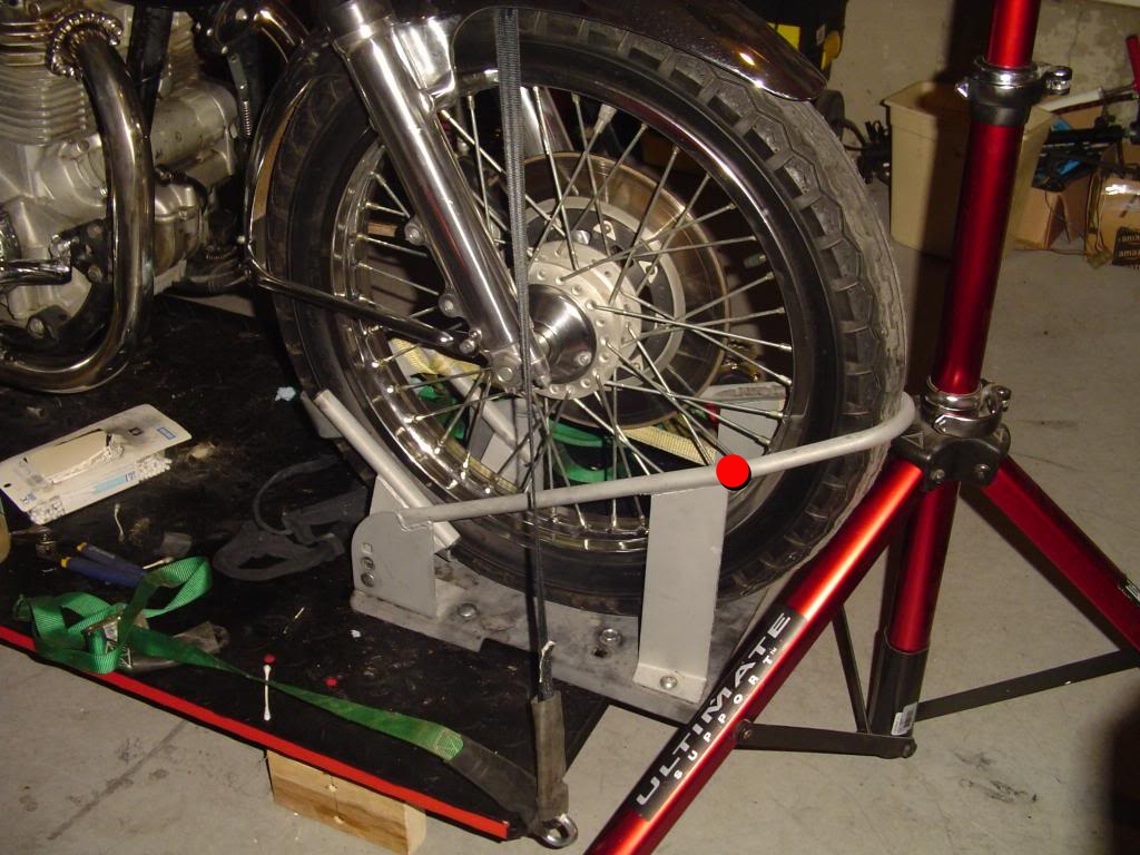 Wheel chock/vise for HF lift Adventure Rider