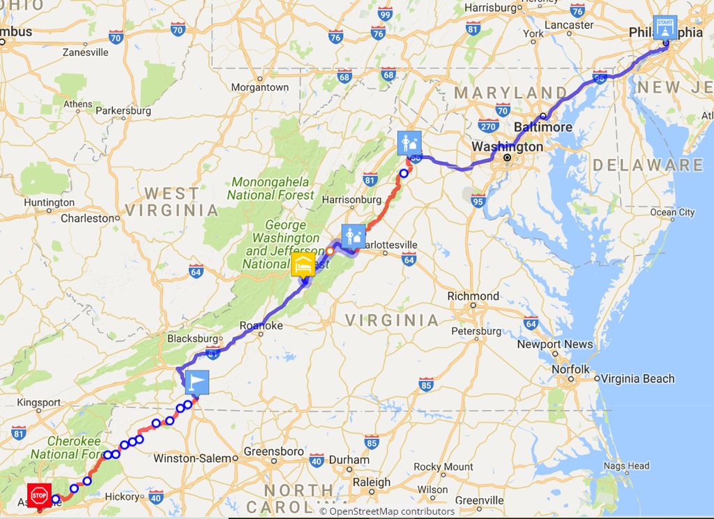 Philly to Asheville Scenic but efficient route needed Adventure Rider