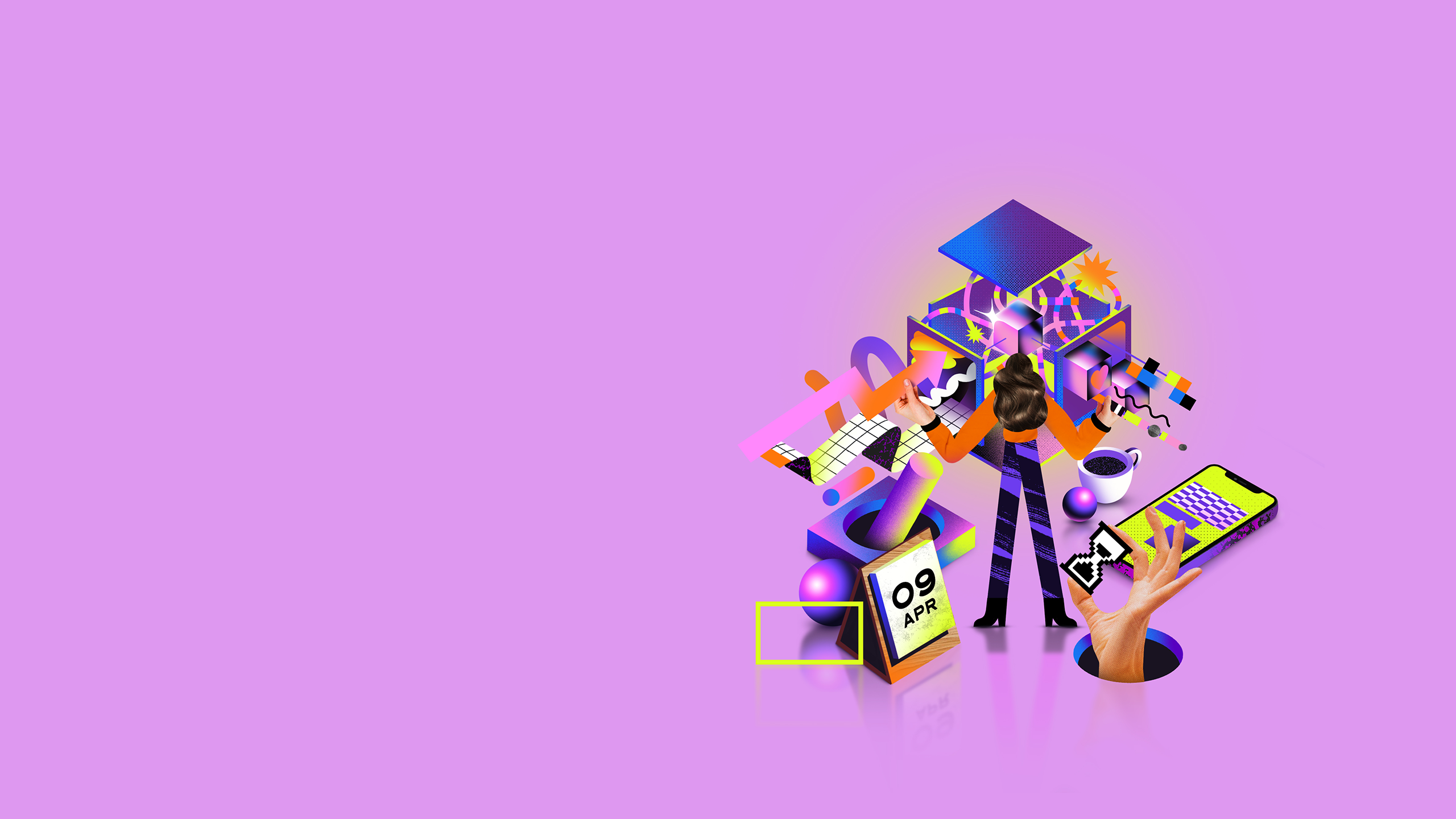 Section 1: Illustration of a chaotic system resolving. All distractions filter away to a clean box.