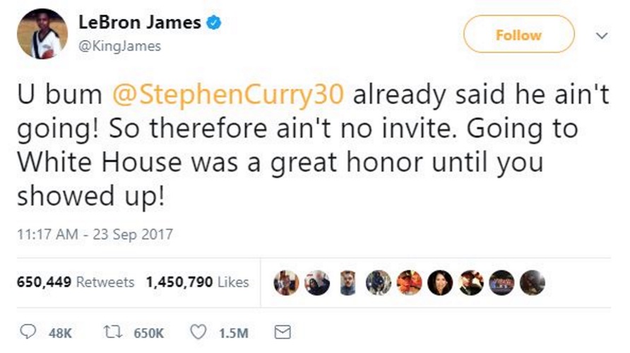 LeBronJamesTrumpUBumTweet