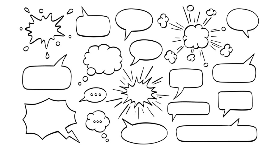 Big set of speech bubbles. Vector illustration. Isolated on white background.