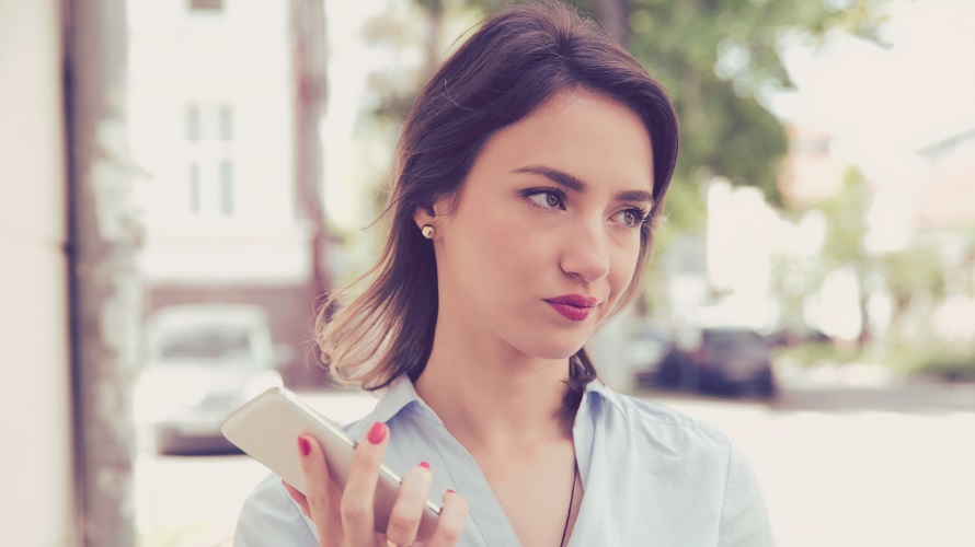 WomanSmartphoneSmirk