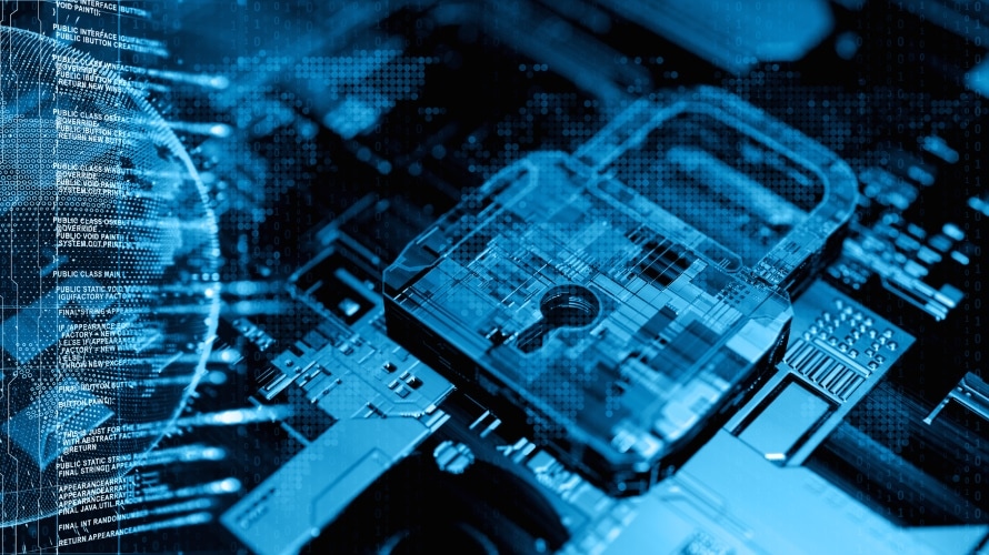 DigitalSecurityIllustrationPadlockCircuitBoard