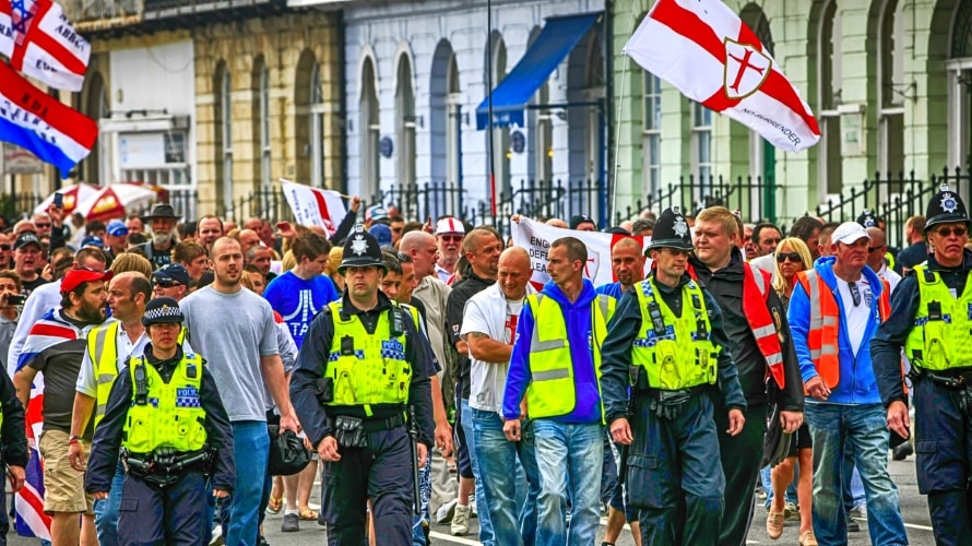 The EDL demonstraion march in Weymouth Dorset