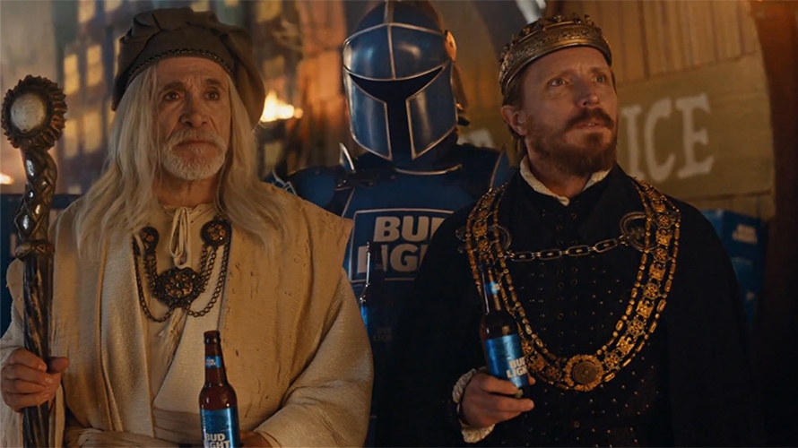 budlight-wizard-content-2019 A Budweiser ad features the cast of medieval “Dilly Dilly.”