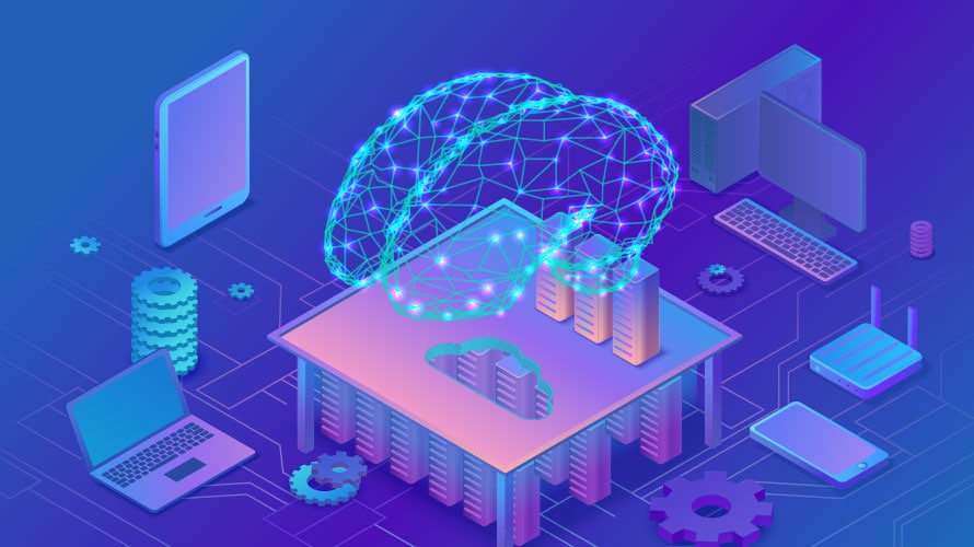 avoid-brand-risks-with-AI-help-content-2019 there is a laboratory; in the middle of the main desk is a hologram of a brain