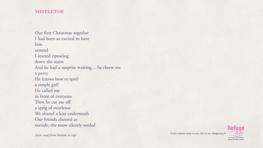 A poem titled Mistletoe is written in pink letters