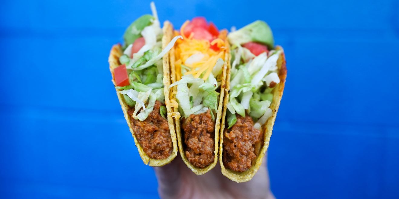 Faux meat tacos from Del Taco.