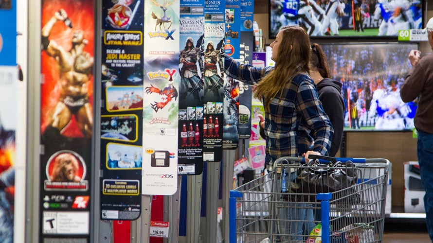 walmart-violent-games-CONTENT-2019 Young woman shopping at walmart