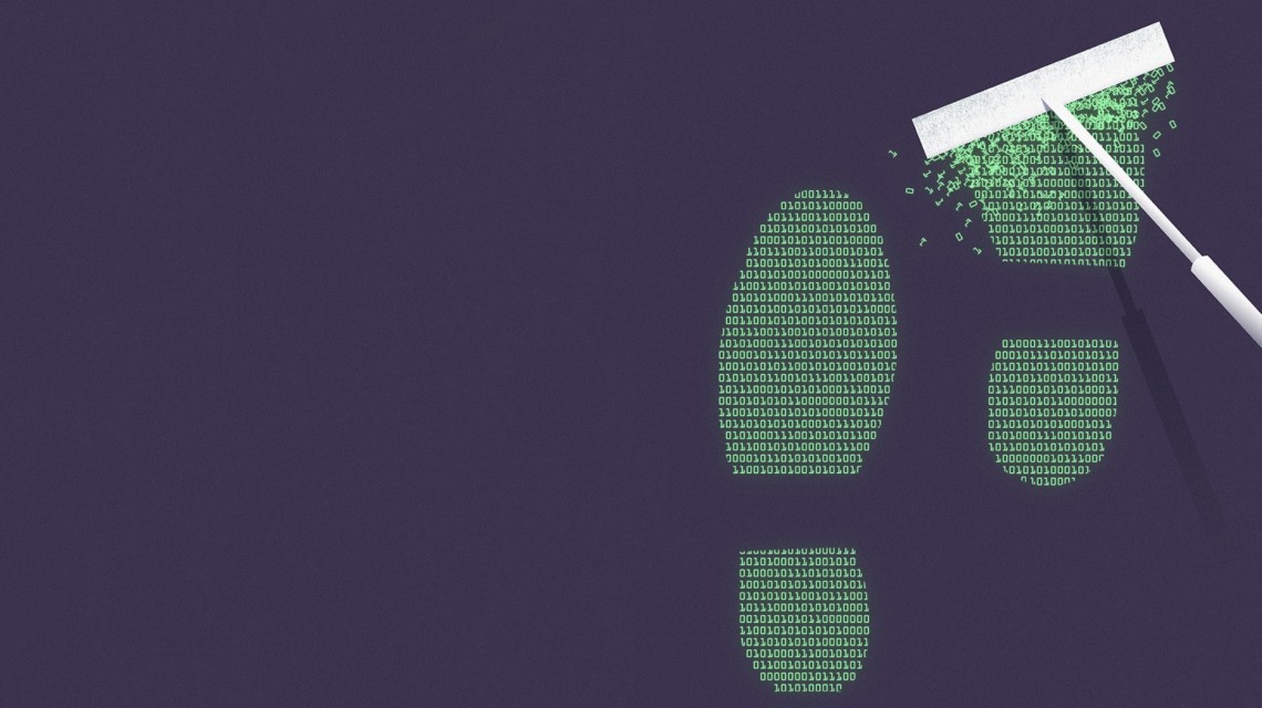 Squeegee erasing binary code data footprint illustration of binary code data footprint being erased with squeegee