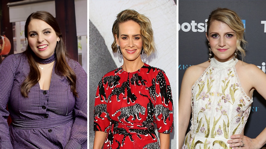 feldstein-paulson-ashford-acs-CONTENT-2019 Side-by-side photos of Beanie Feldstein, Sarah Paulson and Annaleigh Ashford