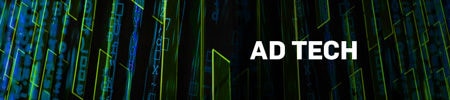 Subheading with swirling green and blue lines that reads: Ad Tech