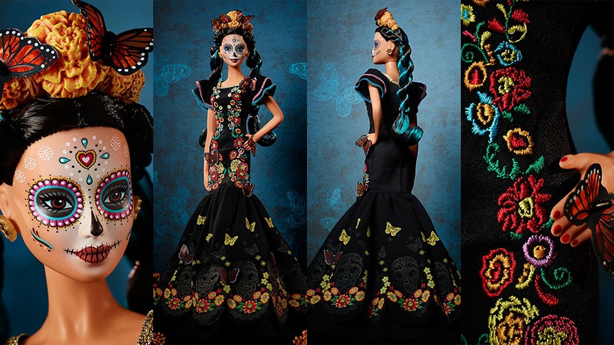 dia-de-los-muertos-barbie-CONTENT-2019 barbies with dia de los muertos makeup and dresses
