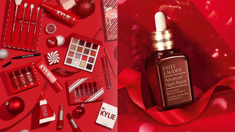 kylie-cosmetics-estee-lauder-CONTENT-2019 Side by side image of Kylie Cosmetics and Estée Lauder products