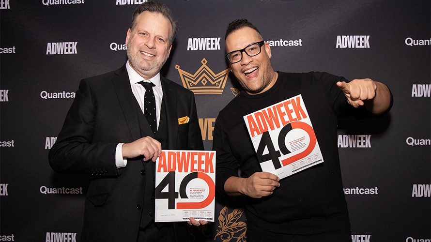 0SS69791 copy TBWA\Chiat\Day’s Rob Schwartz, CEO, New York, and Doug Melville, chief diversity officer, North America, show off Adweek’s 40th anniversary issue.