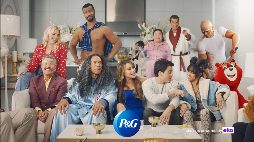 pg-multiple-brands-sb-CONTENT-2020 Multiple P&G actors and mascots in same room