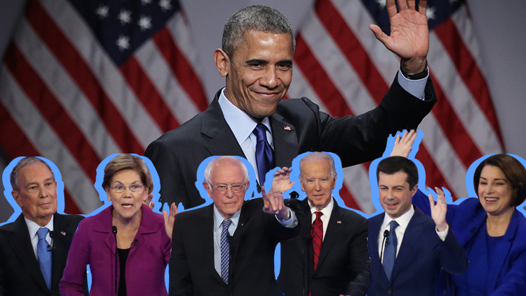 candidates-obama-brand-CONTENT-2020 obama waving with the democratic candidates below him