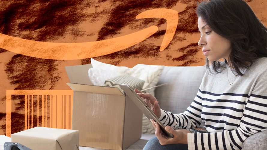 coronavirus-amazon-sellers-impact-CONTENT-2020 a woman opening a shipping box