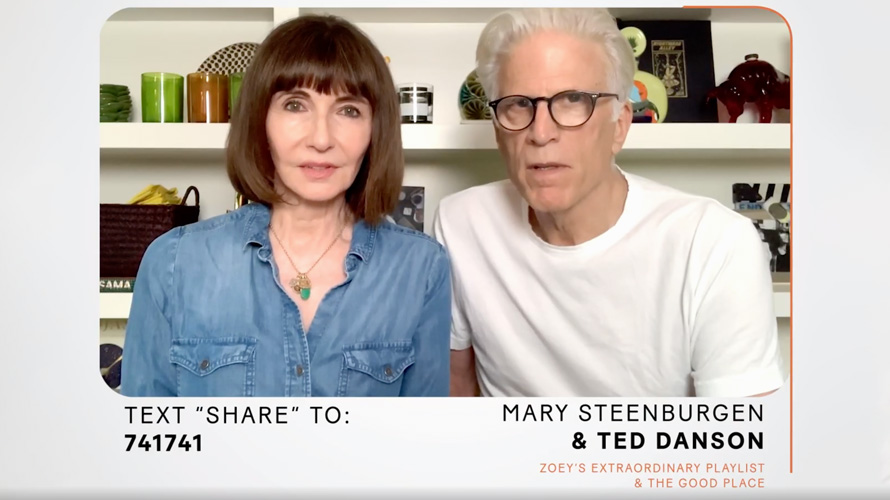 nbcu-stars-covid19-campaign-CONTENT-2020 A video still of Mary Steenburgen and Ted Danson