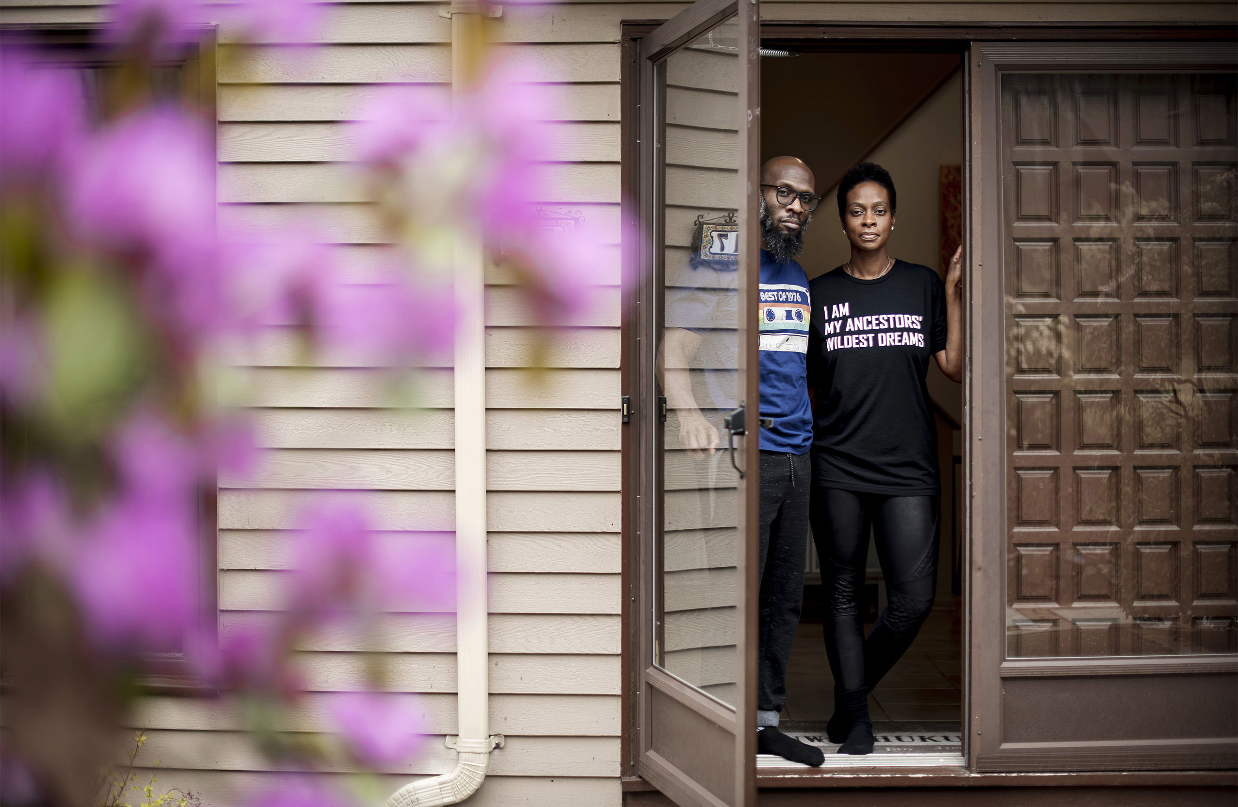 Monique Nelson, Chief Executive Officer of Uniworld Group, works from home during the Covid-19 lockdown. Monique Nelson and her husband at home in New Jersey