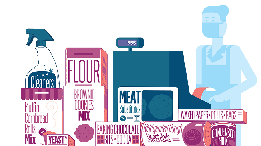 data-groceries-2-hero-CONTENT-2020 cashier with face mask ringing up groceries